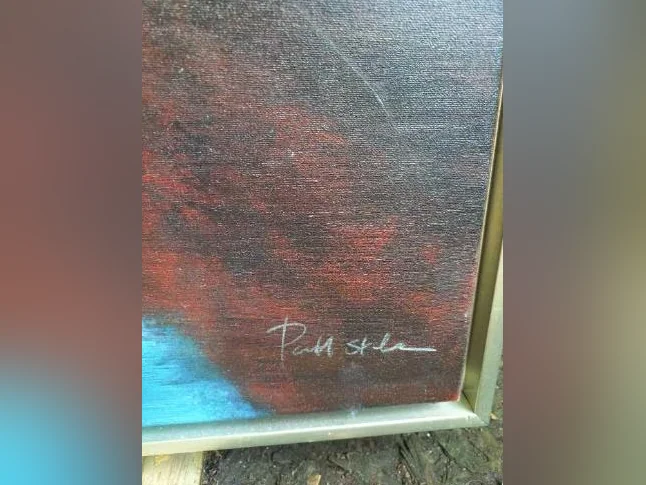 Grande peinture, arbres rouges et riviere. thumbnail 4