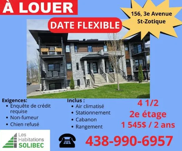 4 1/2 Logement à louer (AOÛT 2026)