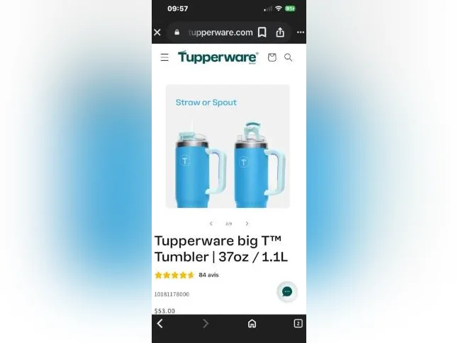 Big t tupperware neuf avec paille inclus thumbnail 4