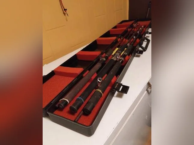 canes a pêche rigide avec coffret de transport ensemble de 3