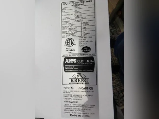 AIR CLIMATISÉ KREGG, 18000 BTU, CHAUD ET FROID thumbnail 5