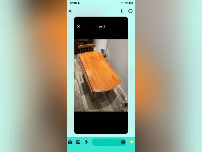 Mobilier de cuisine une table qui est rétractable avec 4 chaise en Érable pur thumbnail 4