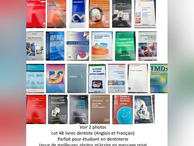 Lot de 48 livres de dentiste (anglais et français) Parfait pour étudiant en dentisterie
