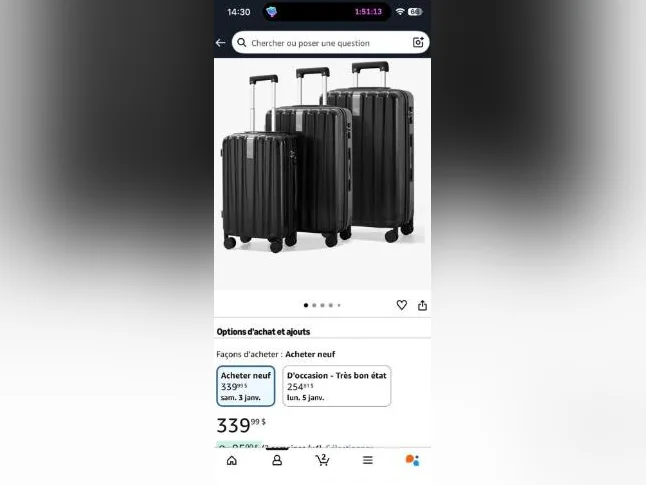 Valises neuves, encore dans les boites