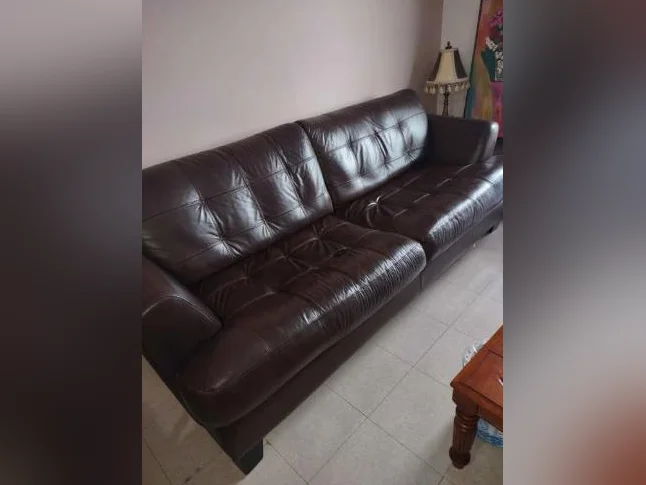 DIVAN EN CUIR BRUN GRANDEUR TROIS PLACES