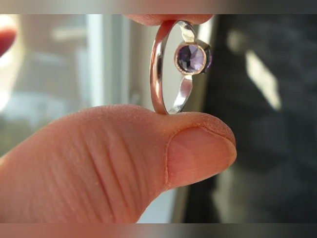 BAGUE en Argent 925. sertie d'une magnifique Améthyste . thumbnail 2