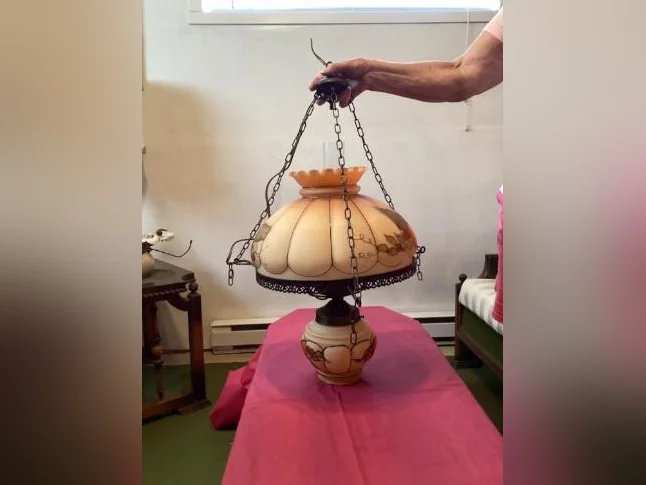 VINTAGE SCHONBECK TIFFANY STYLE PENDANT LAMP HAND MADE thumbnail 2