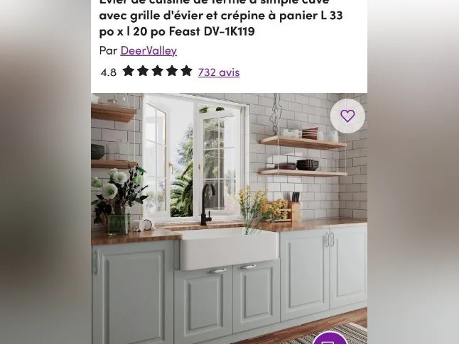 Gros lavabo blanc de très bonne qualité pour cuisine thumbnail 3