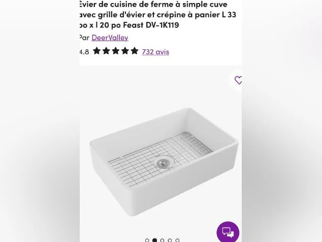 Gros lavabo blanc de très bonne qualité pour cuisine thumbnail 2