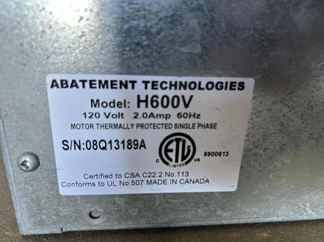 Filtre HEPA Abatement Technologies H600V negative air scruber thumbnail 10