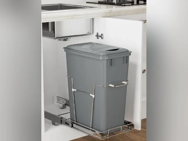 POUBELLE DE CUISINE COULISSANTE AVEC COUVERCLE 35L, EN ACIER INOXYDABLE thumbnail 7