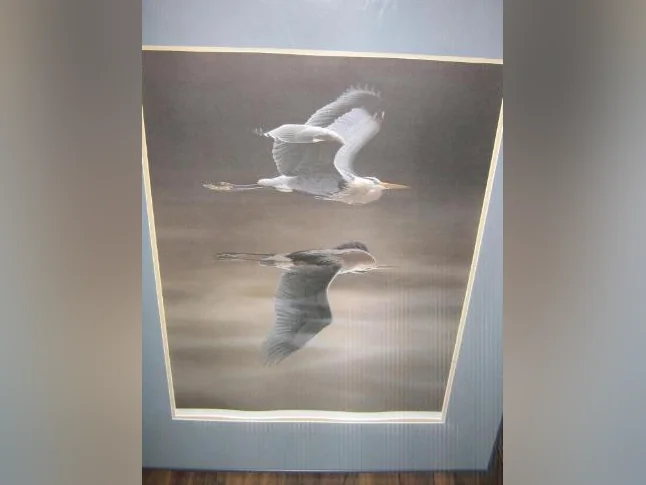 Lithographie de Jean Luc Grondin 171/400 30x38 po. le héron en vol