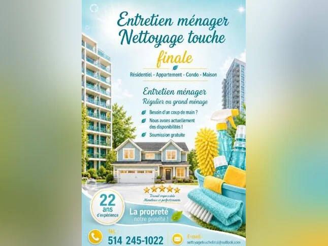 Entretiens ménager , condo, appartement, maison
