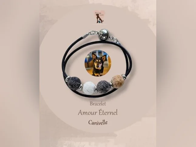 Souvenir, bijoux, bracelet créé avec les poils de votre chat ou chien