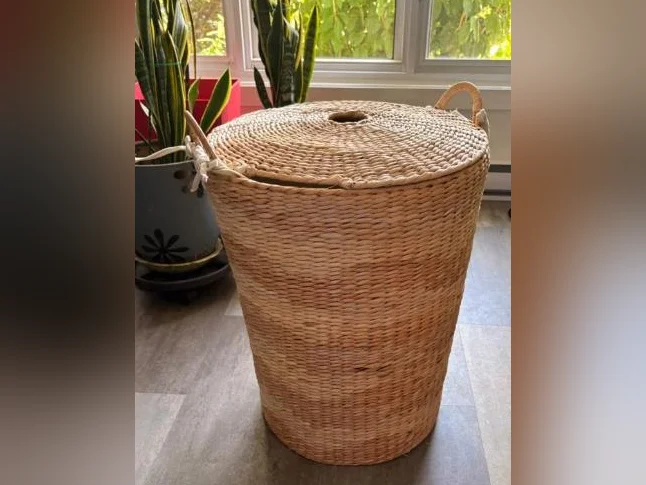 Bac à rangement en jonc de mer tressé, 22 po haut