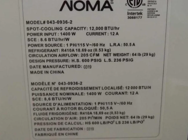 Climatiseur portatif 3-en-1 NOMA, 12 000 BTU thumbnail 3