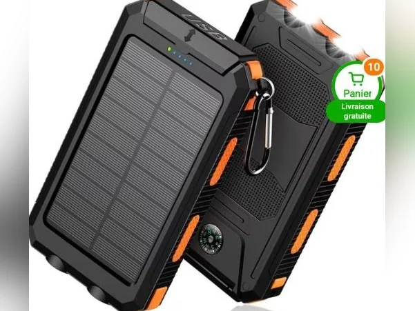 AUBAINE : Chargeur de téléphone cellulaire à panneau solaire, format poche, 10,000 mAh, neuf, impeccable thumbnail 2