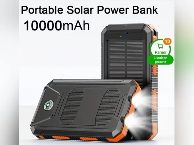 AUBAINE : Chargeur de téléphone cellulaire à panneau solaire, format poche, 10,000 mAh, neuf, impeccable
