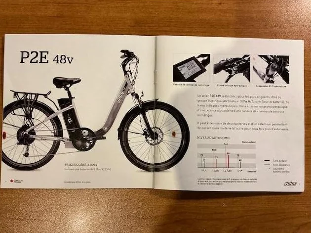 Vélo électrique VELEC P2E 48V 13,2 AH + batterie supplémentaire 9AH