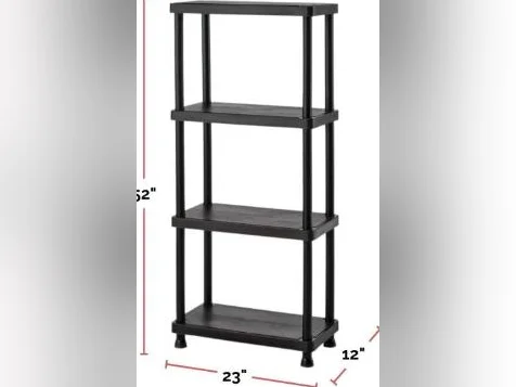 4-Tier Plastic Storage Shelf / Étagère en plastique à 4 tablettes / Estantería plástico 4 niveles