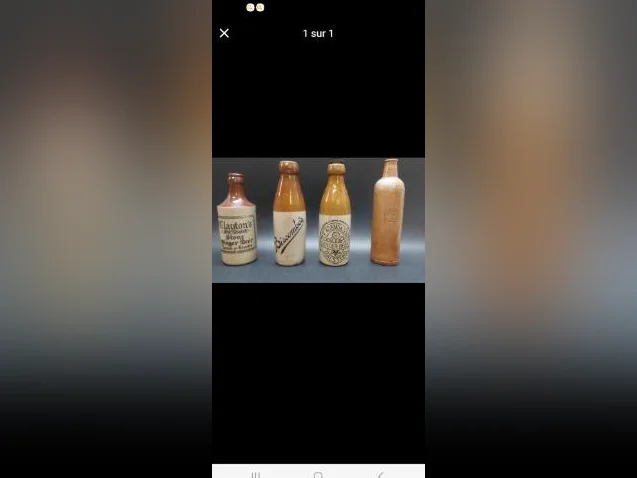 Bouteilles en grès ginger beer (3) et une bouteille d'encre de Chine 1890-1920