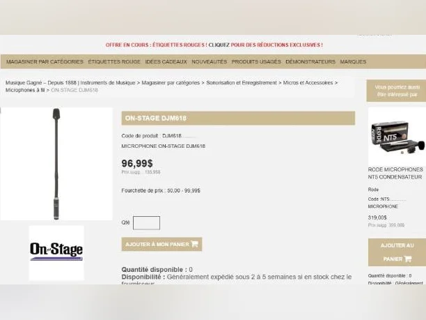 MICRO – COL DE CYGNE – XLR – POUR CONSOLE OU DJ – ON-STAGE thumbnail 6