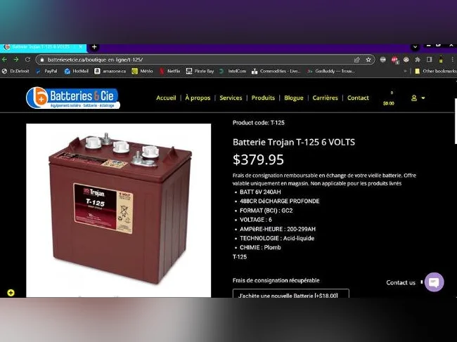 Batterie Trojan T-125 6V thumbnail 2